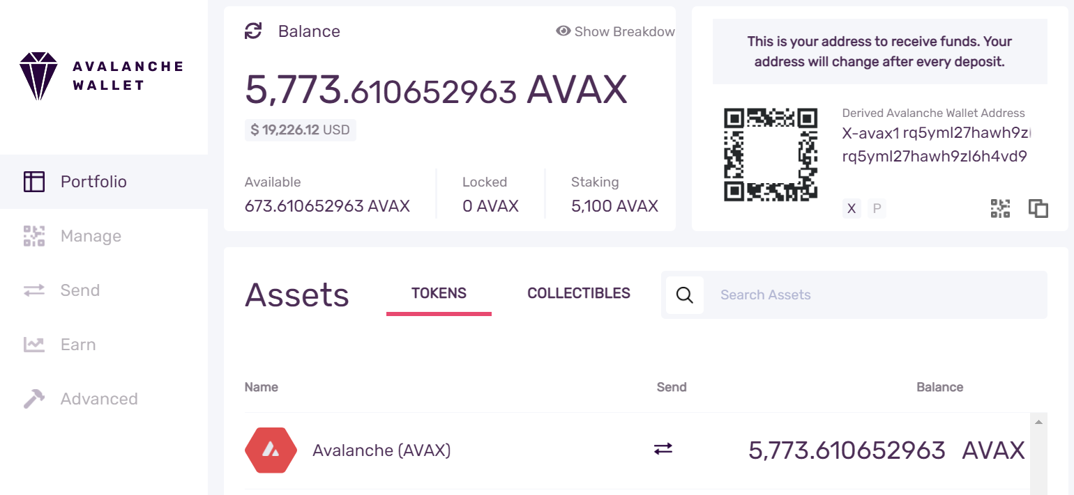 Web Wallet Portfolio Tab